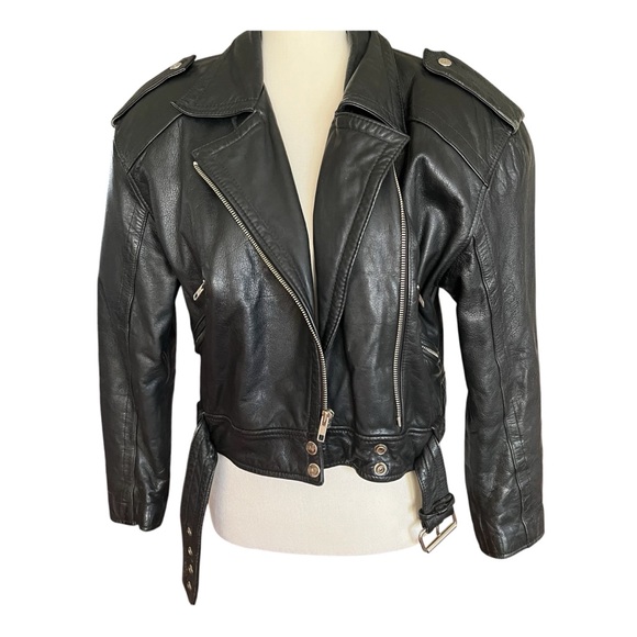 VTG. EXP Moto 100% Leather Crop Jacket. Sz.M - Picture 2 of 8